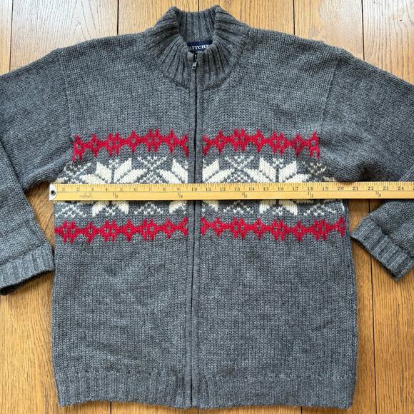 VTG Britches Wool Full Zip Cardigan SZ S Snowflake Fairisle Mock Neck Classic - Picture 5 of 7